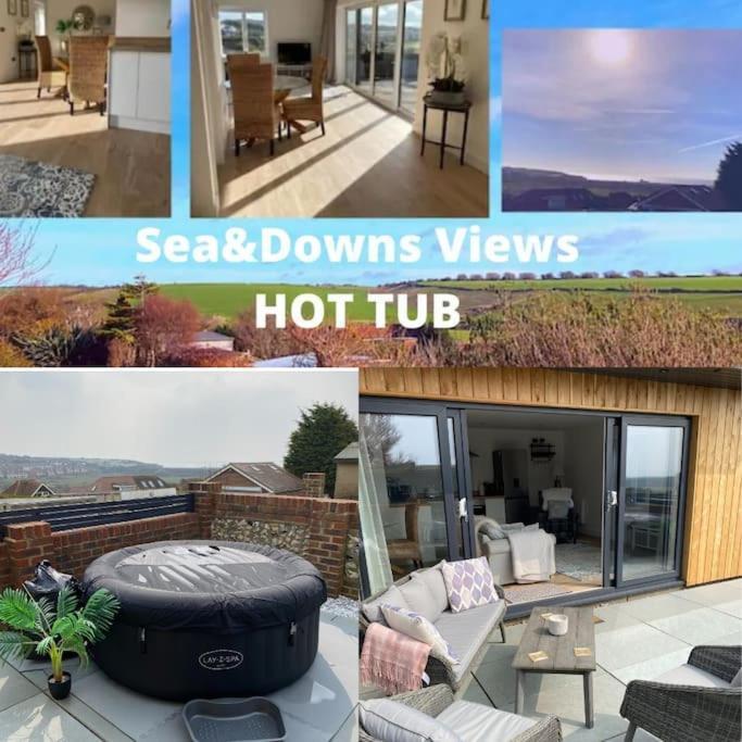 Spacious Studio Cabin With Sea/ Downs Views Sole Use Of Hottub In Seaford Exterior foto